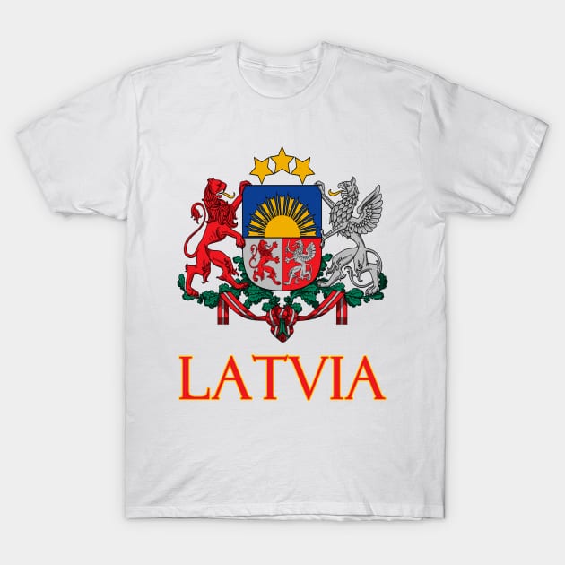 Latvia - Coat of Arms Design T-Shirt by Naves